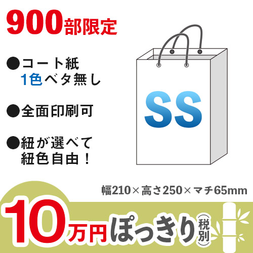 【10万円ぽっきりプラン：竹】格安オーダーメイド紙袋　コート紙　1色ベタ無し　SSサイズ