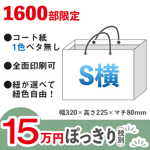 【15万円ぽっきりプラン：松】格安オーダーメイド紙袋　コート紙　1色ベタ無し　S横サイズ