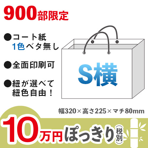 【10万円ぽっきりプラン：竹】格安オーダーメイド紙袋　コート紙　1色ベタ無し　S横サイズ