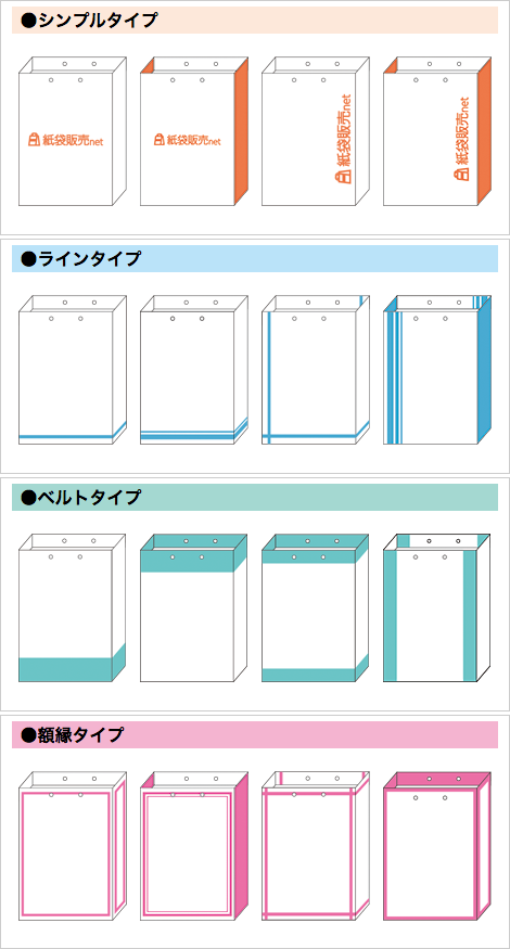 紙袋デザインテンプレート(ベタ無し)