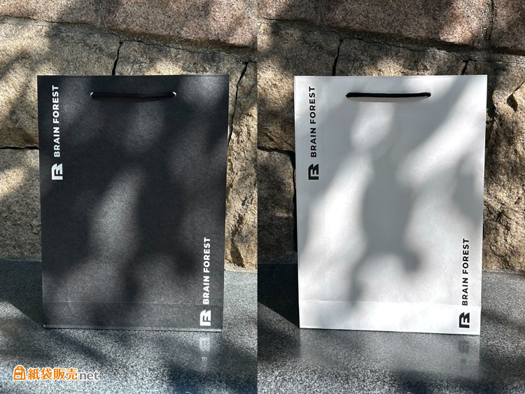 表と裏で色の配分を変えたツートーン仕様のオリジナル紙袋