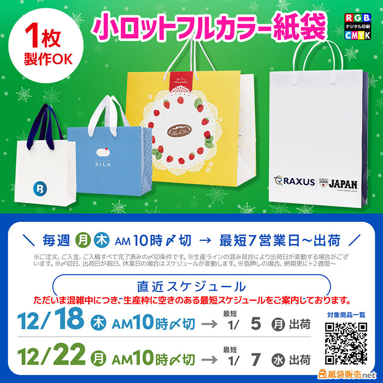 2026年最速で届くオリジナル紙袋製作は、小ロットフルカラー紙袋が最短納品