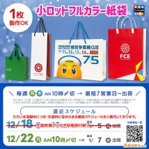 年始最速最短納品可能なオリジナル紙袋は小ロット注文対応 全面フルカラー印刷でサイズ展開豊富