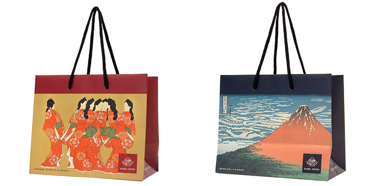 コーヒーギフト用のオリジナル紙袋（日本画デザイン）