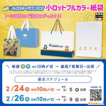 1〜300枚の紙袋製作におすすめ、小ロットフルカラー紙袋の2月下旬〆切枠のご案内