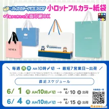 6月最短納品小ロットフルカラー紙袋製作スケジュール