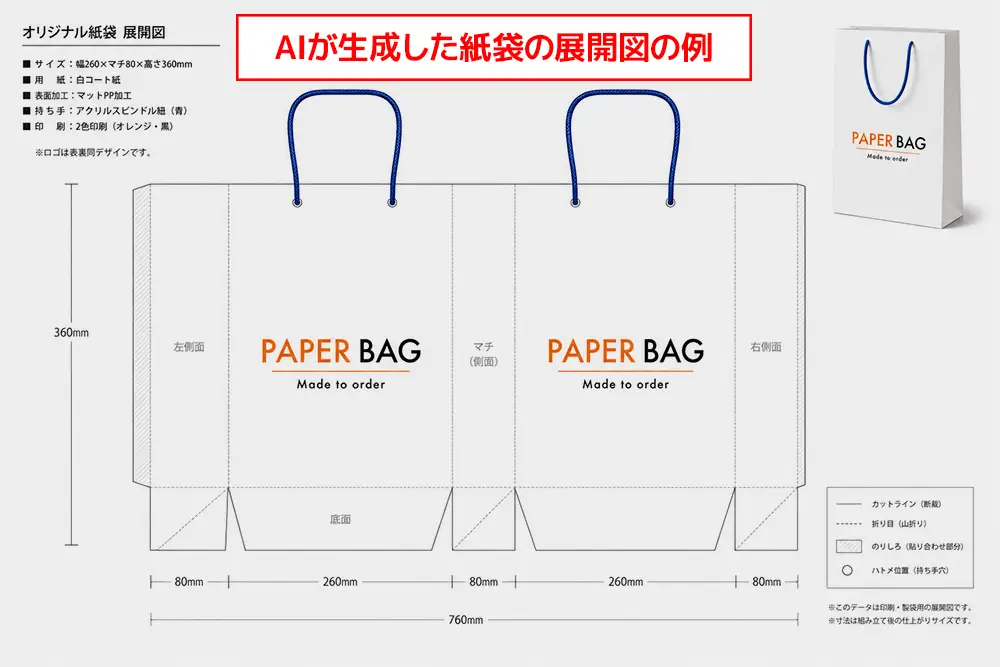 AIが生成した紙袋デザインの展開図